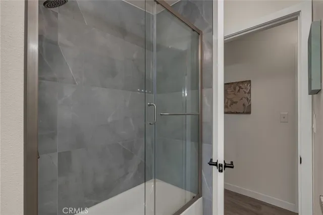 a bathroom with a bathtub