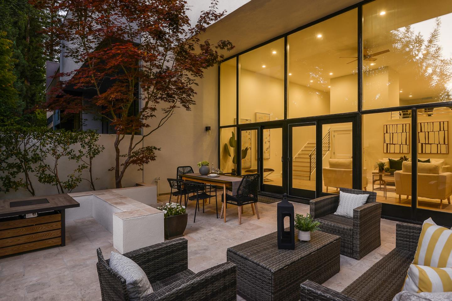 161 Stone Pine Lane Menlo Park, CA 94025 - Photo 22 of 26 a living room with furniture and floor to ceiling windows