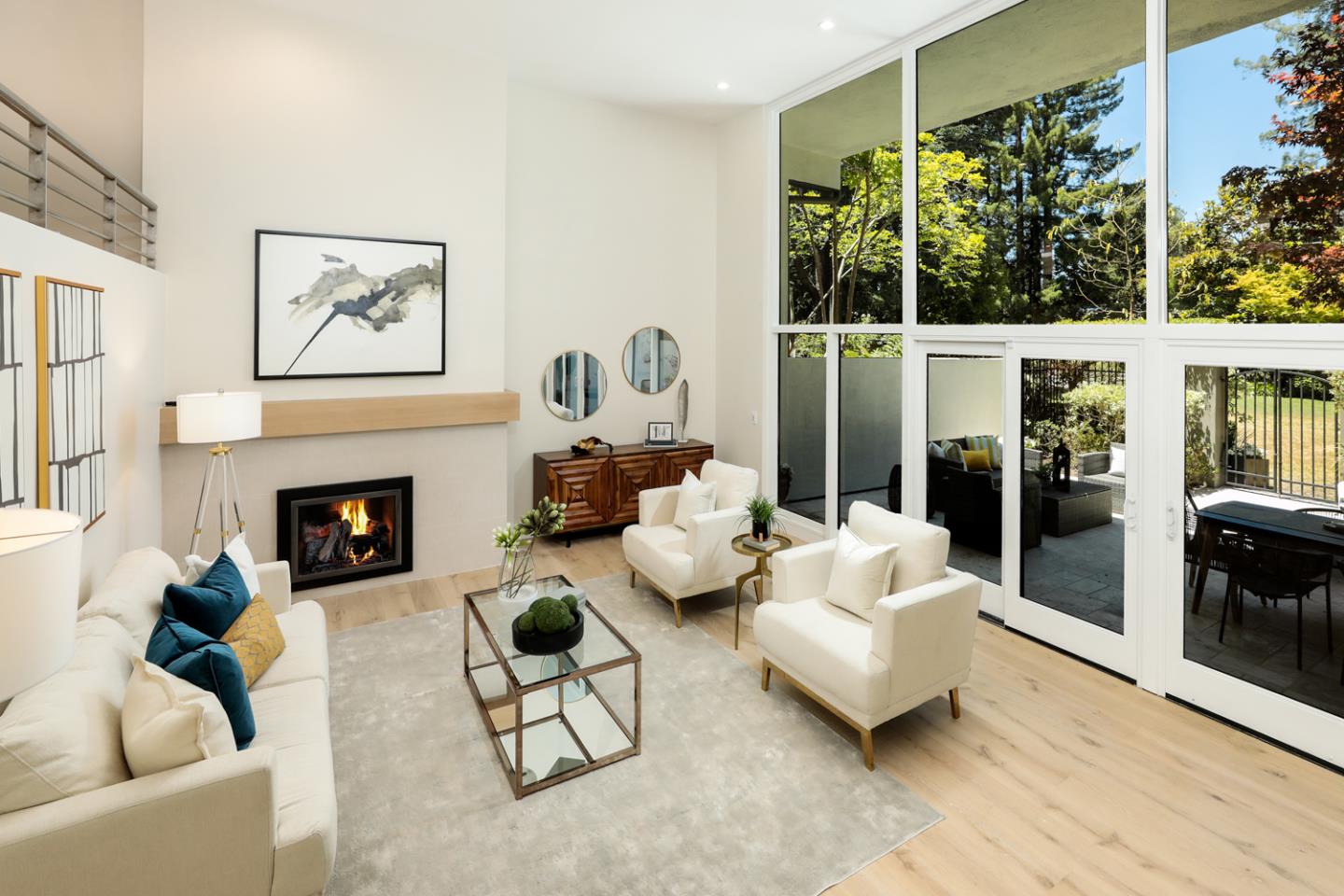 161 Stone Pine Lane Menlo Park, CA 94025 - Photo 5 of 26 a living room with furniture a lamp and a fireplace