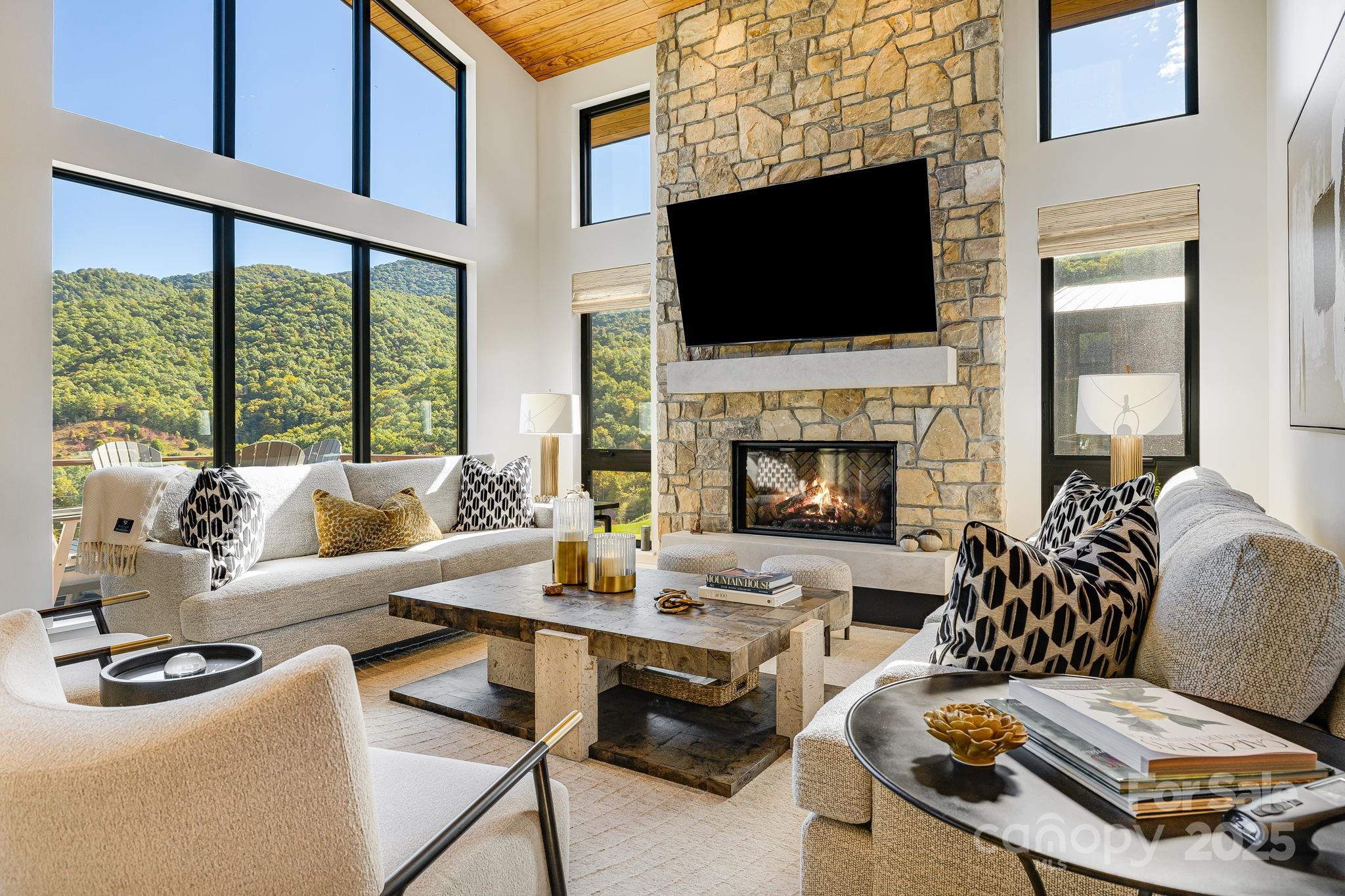 13 Switchgrass Way, Unit 407 Sylva, NC 28779 - Photo 2 of 48 a living room with furniture fireplace and flat screen tv