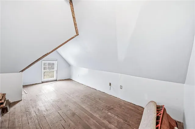 a view of a livingroom with wooden floor