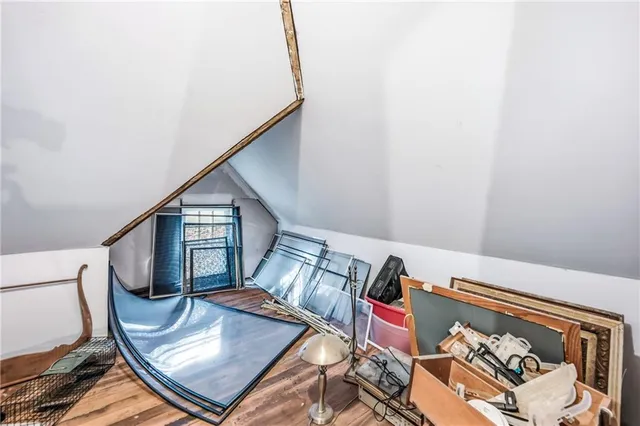 a living room with rug