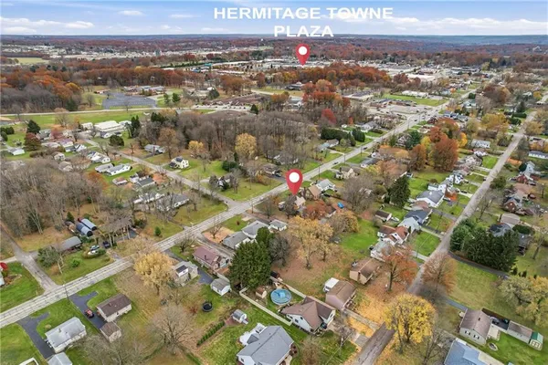 an aerial view of multiple house