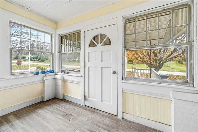 a open kitchen with a large window