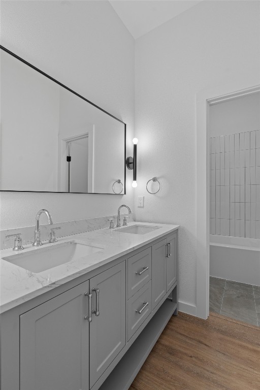 5601 Manor Road, Unit A Austin, TX 78723 - Photo 28 of 35 a bathroom with 2 sink and a mirror