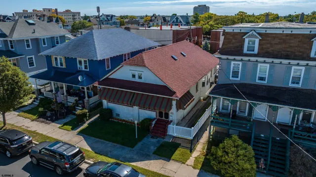 an aerial view of a house