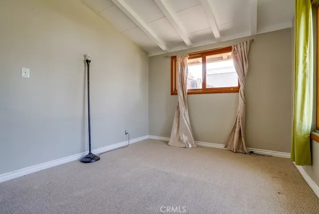 an empty room with a door