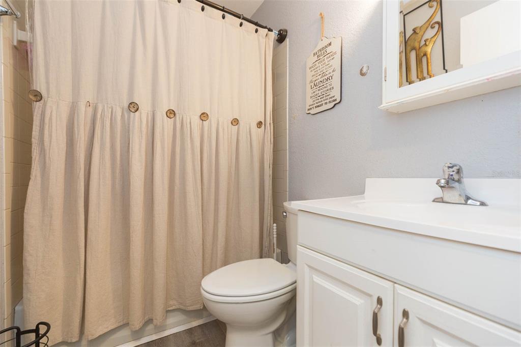 7703 Robert E Lee Road Tampa, FL 33637 - Photo 14 of 23 a bathroom with a sink a toilet and shower curtain