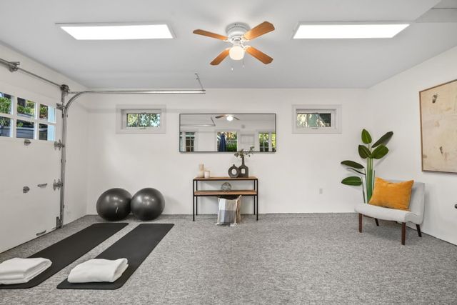 a living room with furniture