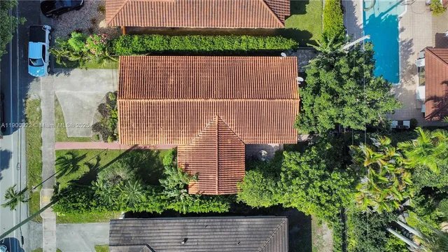 an aerial view of a house