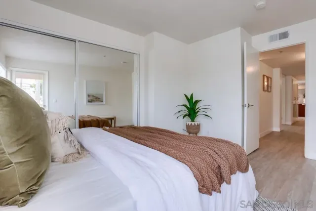 an aerial view of a building with outdoor space