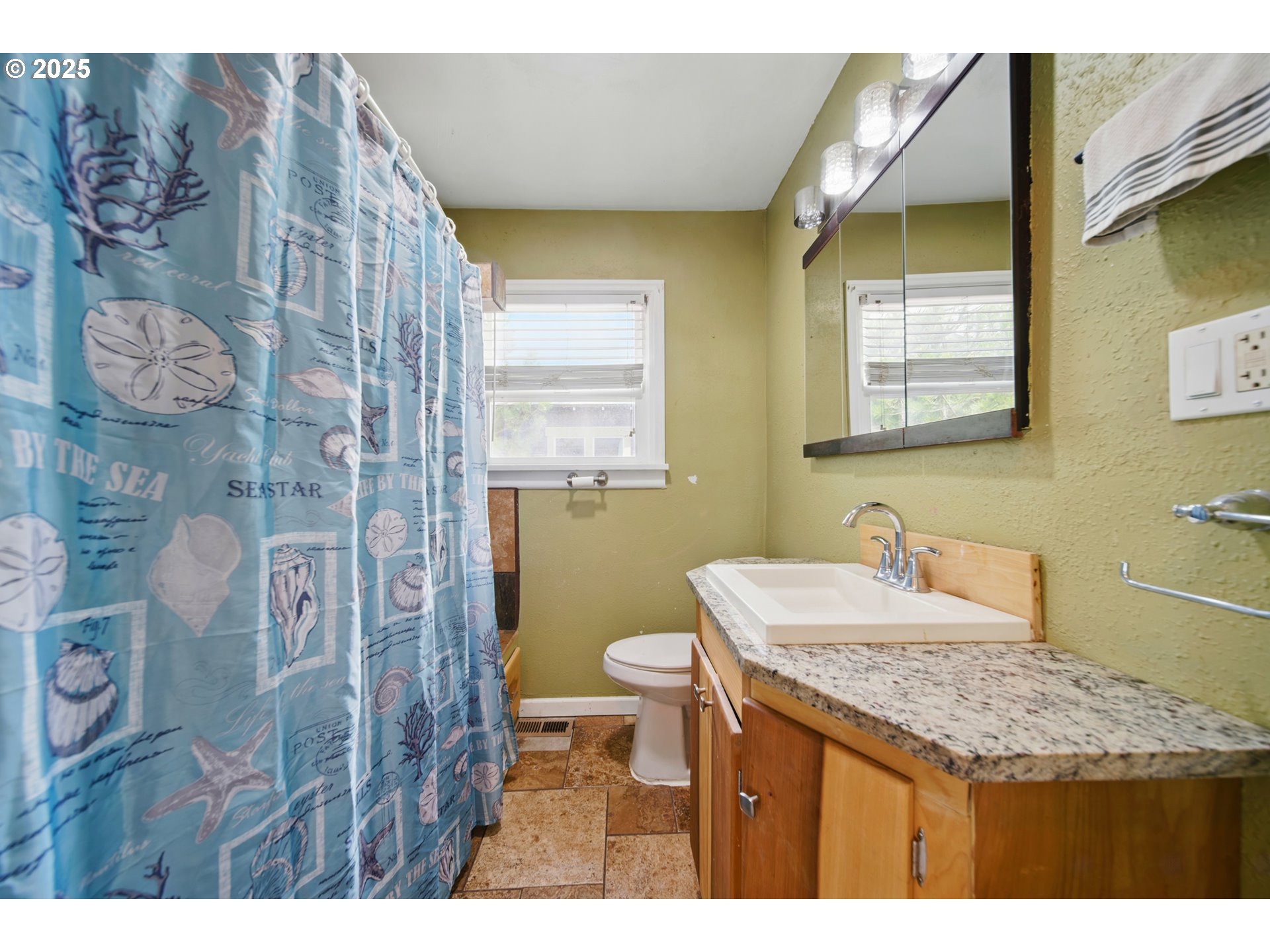 1317 Chestnut Street Milton Freewater, OR 97862 - Photo 11 of 23 a bathroom with a granite countertop sink a toilet and a shower