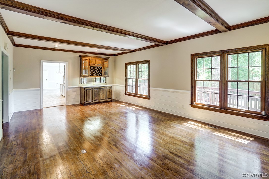 105 Burgoyne Road Henrico, VA 23229 - Photo 7 of 49 Off Kitchen with Beamed Ceilings, Fireplace & Wet