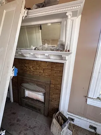 a close view of fireplace
