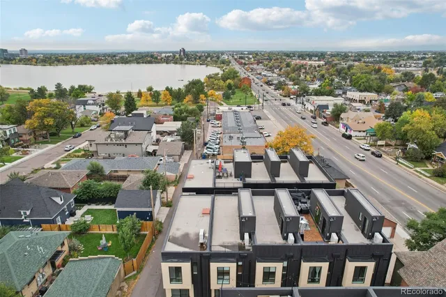 a view of a city with a lake view