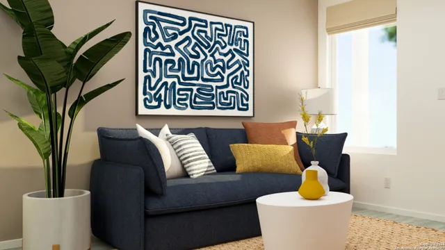 a living room with furniture