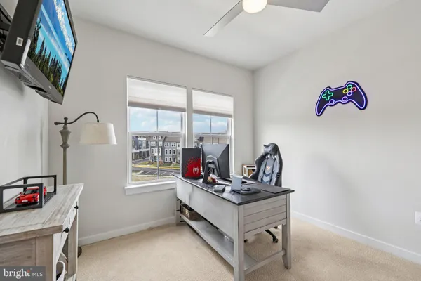 a view of a terrace with furniture