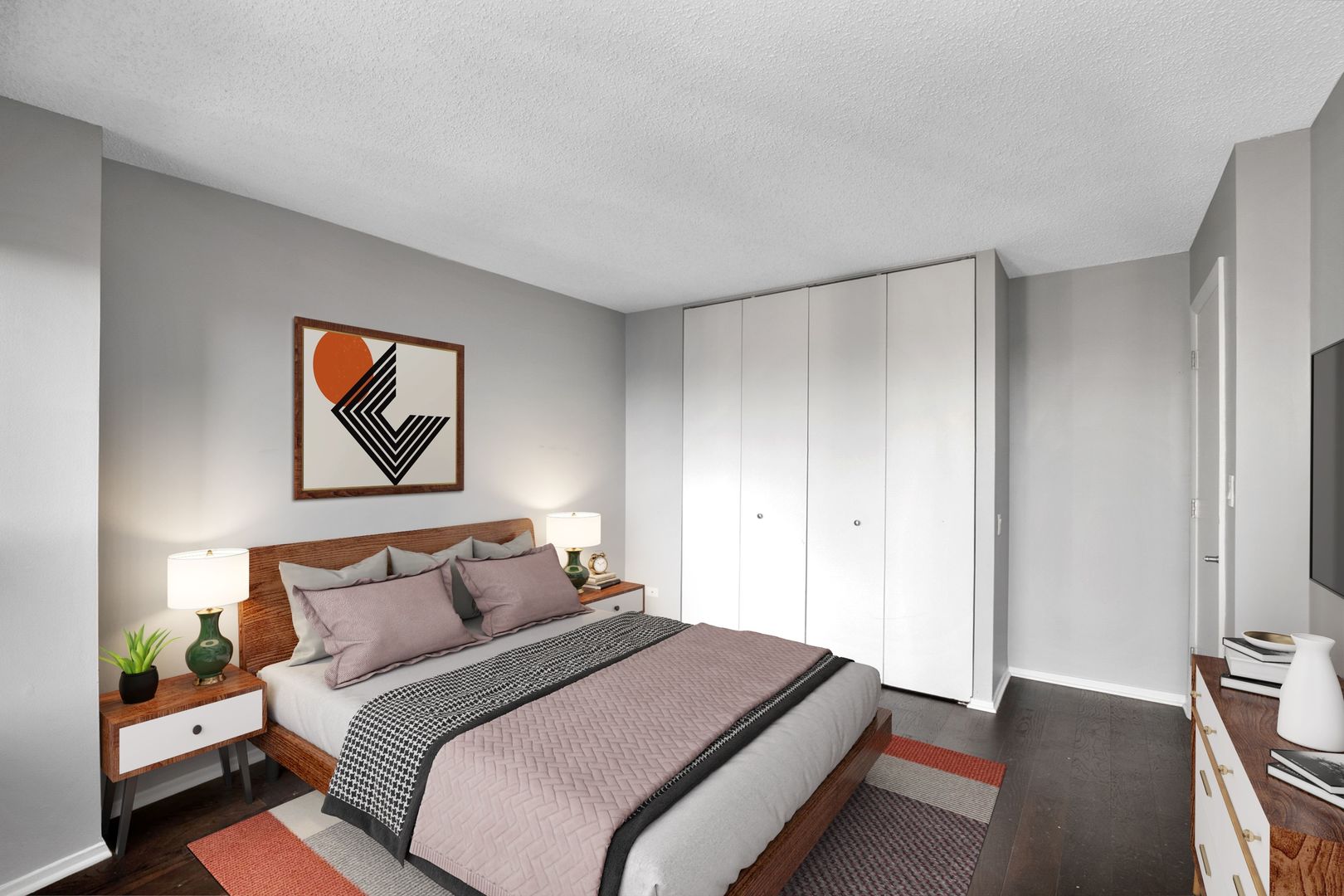 30 East Huron Street, Unit 3005 Chicago, IL 60611 - Photo 10 of 21 a bedroom with bed and cupboard