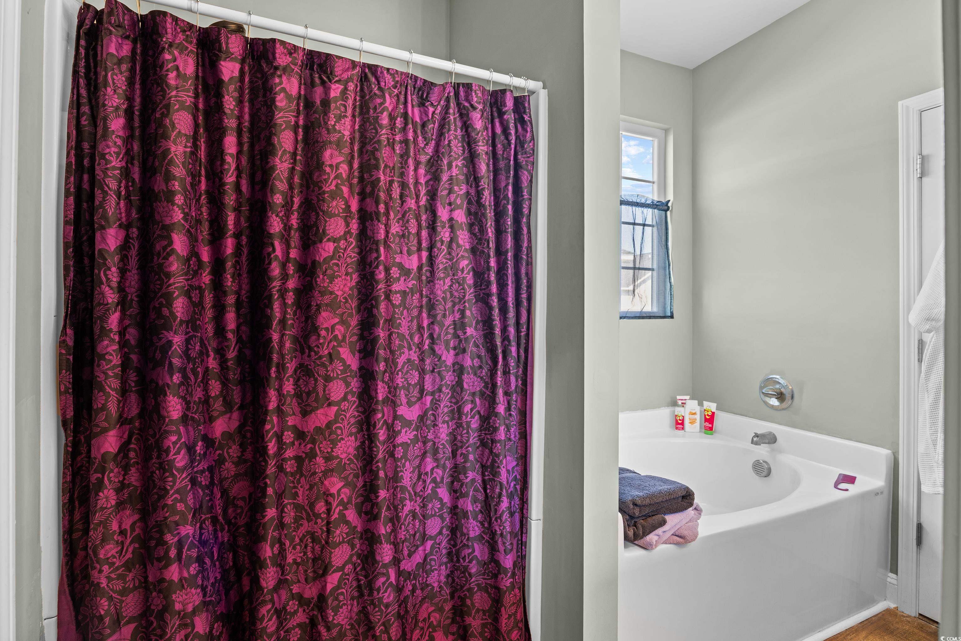 704 Hobonny Loop Longs, SC 29568 - Photo 21 of 36 Bathroom featuring a garden tub and curtained show