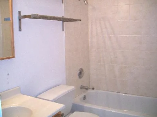 a bathroom with a bathtub and shower