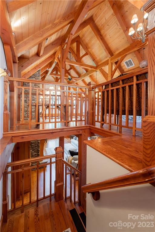 649 Morgan Hill Road Fairview, NC 28730 - Photo 24 of 48 a view of a chairs and table in the balcony