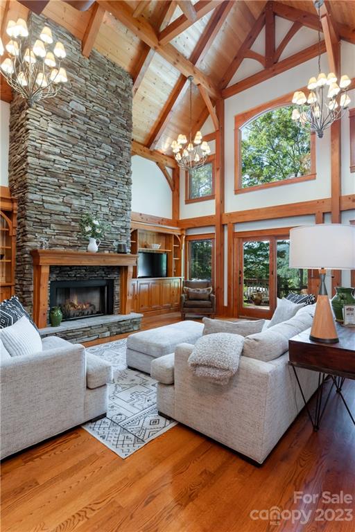 649 Morgan Hill Road Fairview, NC 28730 - Photo 9 of 48 a outdoor living space with patio furniture and a fireplace
