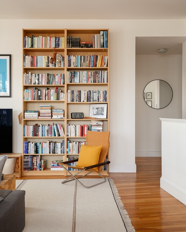 80 Webster Avenue, Unit 2A Somerville, MA 02143 - Photo 12 of 19 a living room with furniture and a book shelf