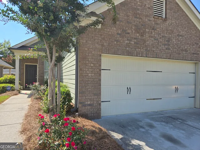 a view of a backyard with potted plants