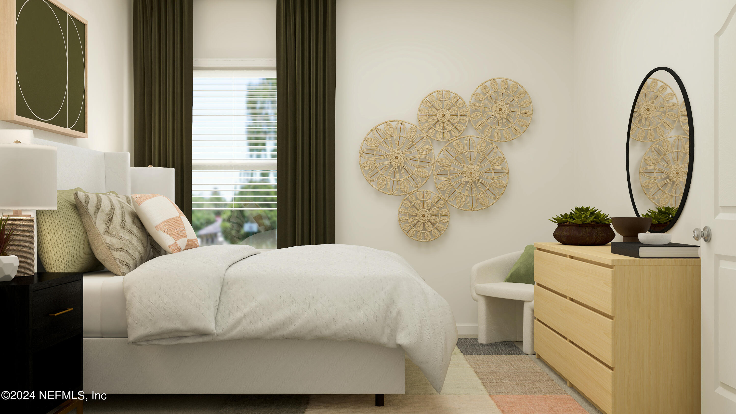 77 River Strand Lane St. Augustine, FL 32084 - Photo 17 of 24 a bedroom with a bed and a mirror