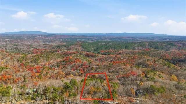 a view of a city with lush green forest