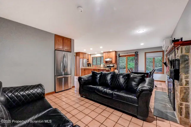 a view of a livingroom with a staircase