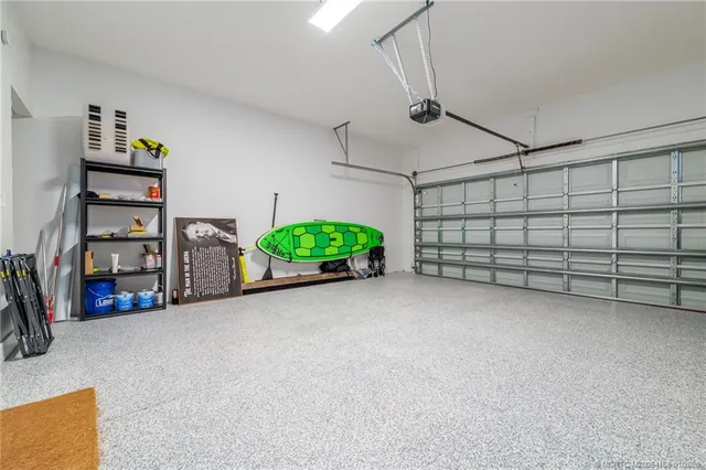 a view of a garage with furniture
