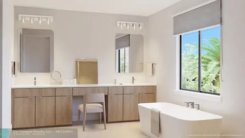 a kitchen with refrigerator and cabinets