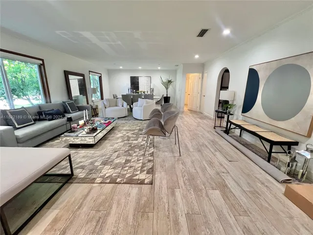 a living room with furniture