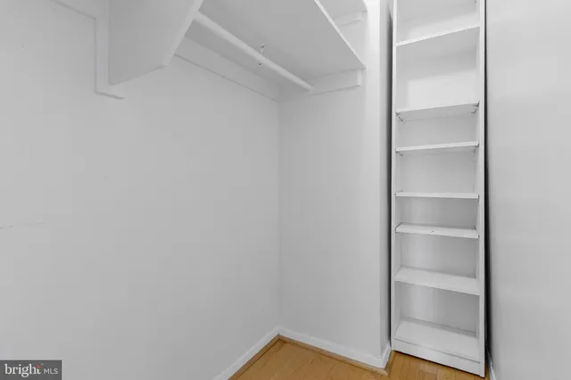 a view of an empty walk in closet
