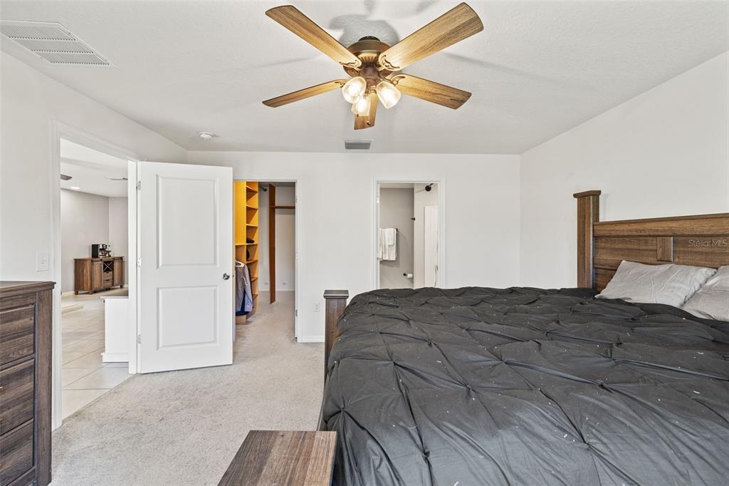 12115 Lily Magnolia Lane Riverview, FL 33569 - Photo 18 of 41 a bedroom with a bed and a chandelier