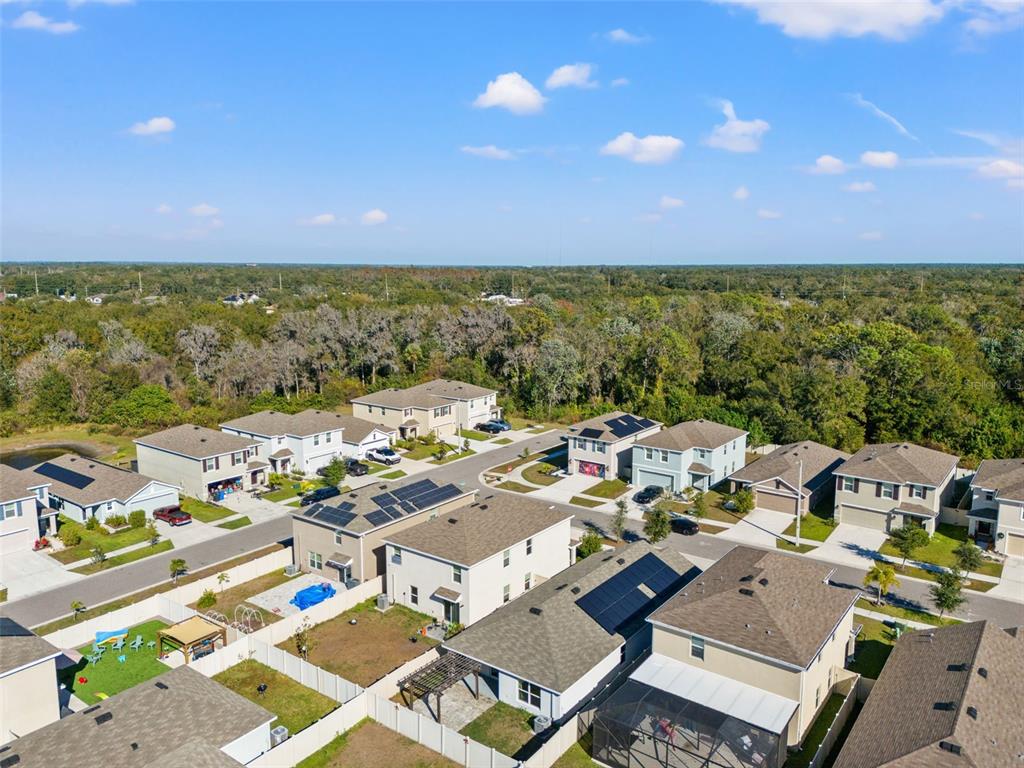12115 Lily Magnolia Lane Riverview, FL 33569 - Photo 36 of 41 an aerial view of a city with lots of residential buildings and ocean view in back