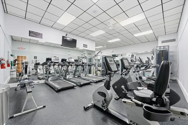 a view of a room with gym equipment