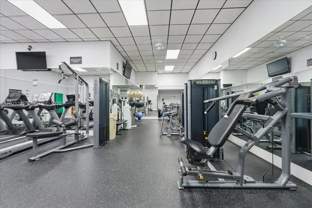 a view of a room with gym equipment