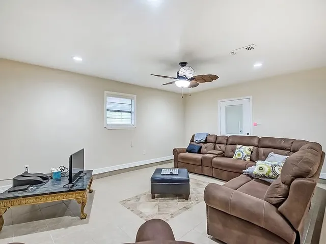 a living room with furniture