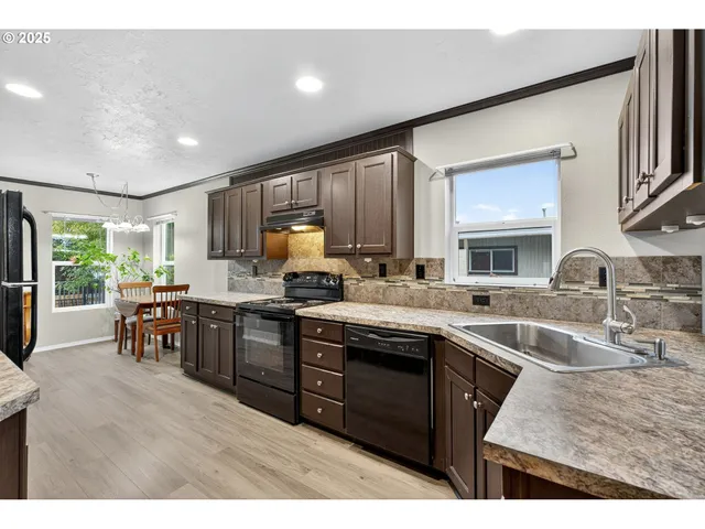 a kitchen with lots of counter top space