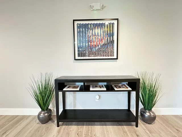 a view of kitchen with sink and potted plant