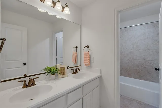 a view of an empty room with shelves