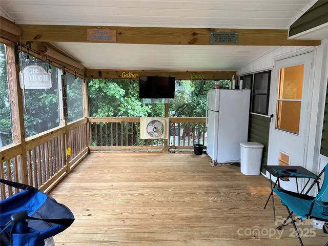 a patio with table and chairs
