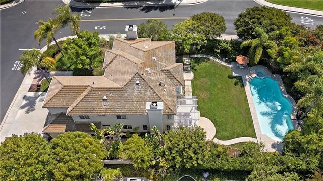 an aerial view of a house