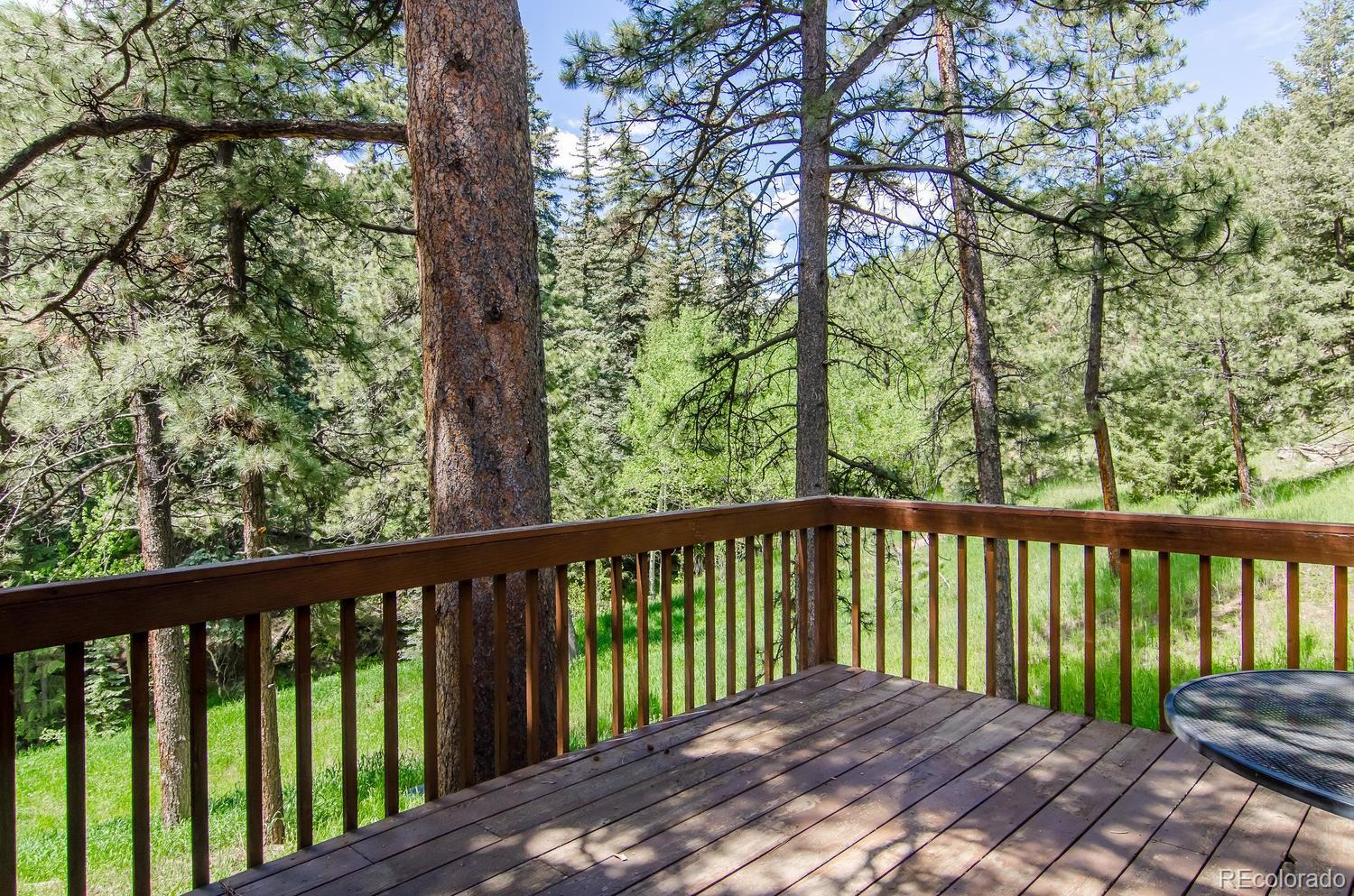 31463 Upper Bear Creek Road Evergreen, CO 80439 - Photo 17 of 23 a balcony with yard and large trees