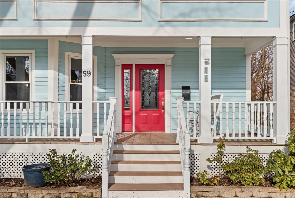 59 Reed Street Lexington, MA 02421 - Photo 3 of 32 front view of a house with a small porch