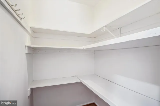 a view of an empty walk in closet