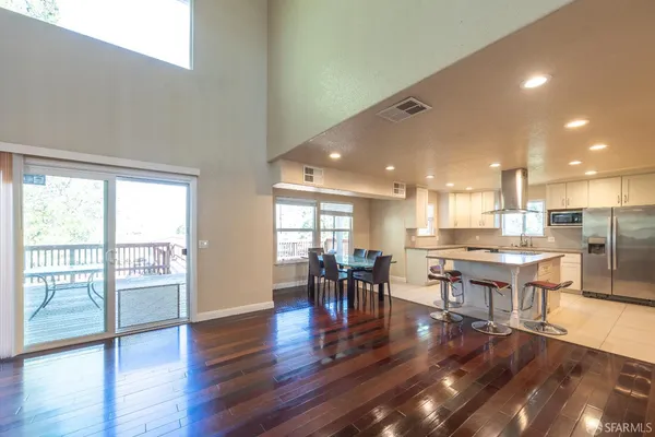 a kitchen with lots of counter top space