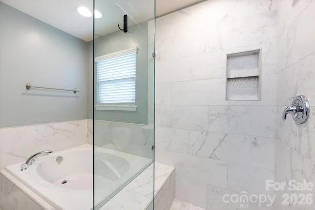 a bathroom with a bathtub